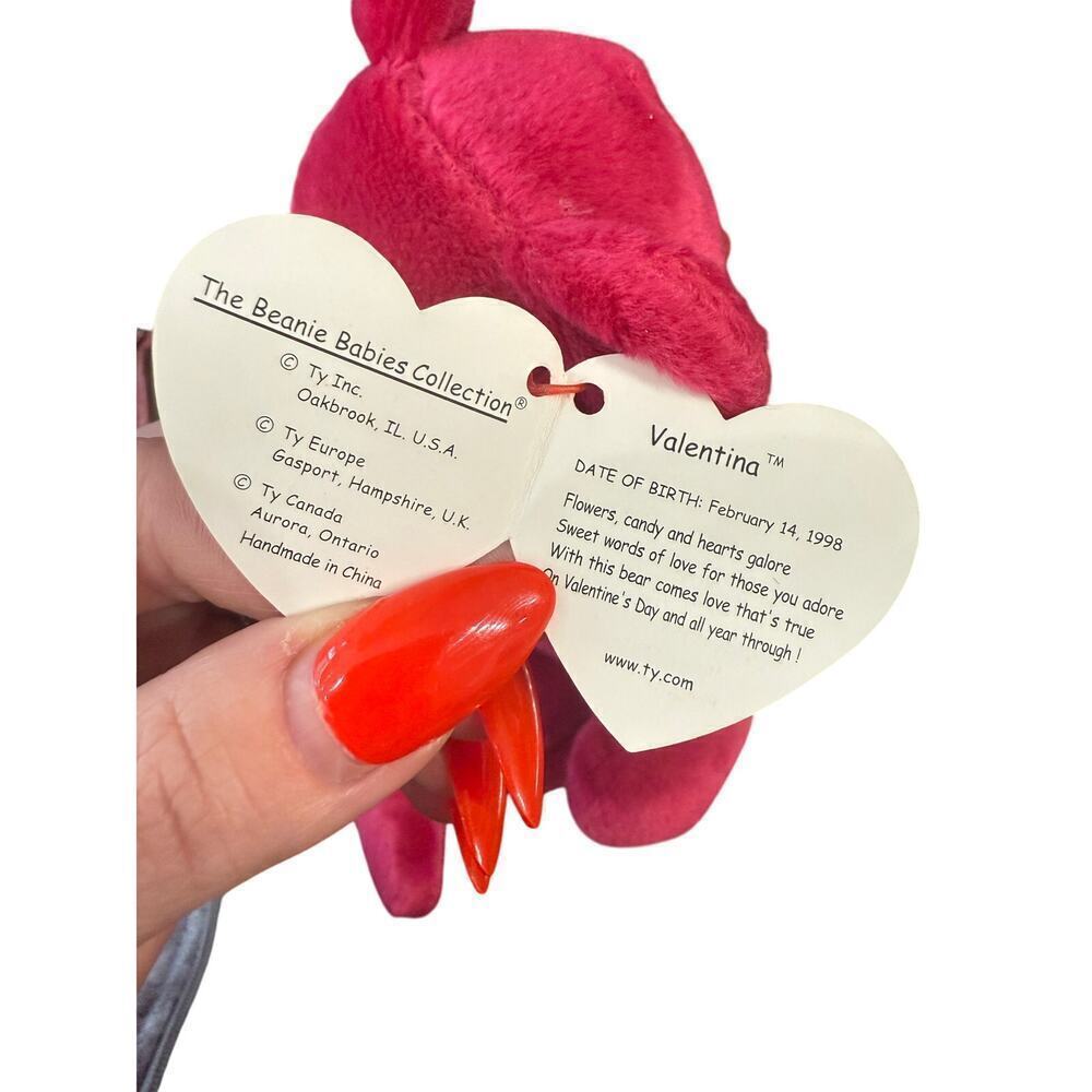Valentina Beanie Baby 1998 Ty Original MWMT Pink Heart Bear - Picture 6 of 7